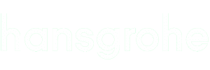 Das Logo von Hans Grohe in weiß auf transparentem Hintergrund, welches die Markenvielfalt des Unternehmen veranschaulicht.